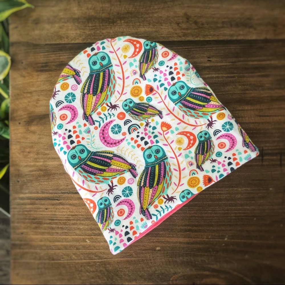 Sadie|CO Handmade Boho Owl Print Slouchy Beanie